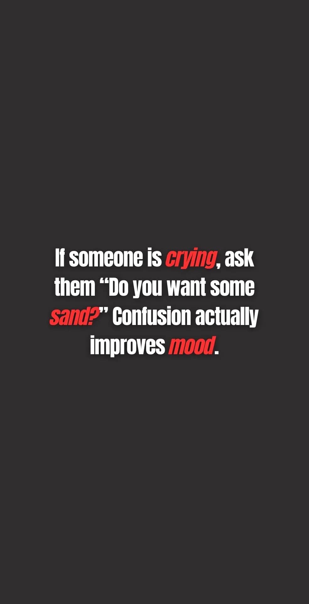 Slide two gives a disconnected tip about asking a crying person whether they want sand.