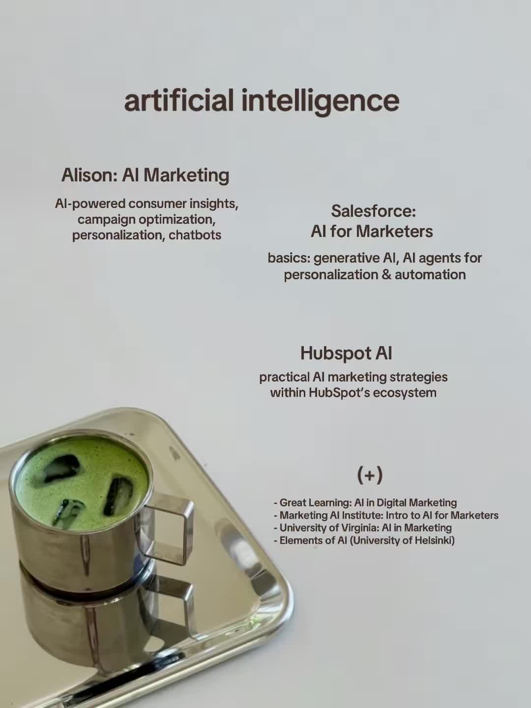Slide 4 grouping artificial intelligence courses from several named providers.