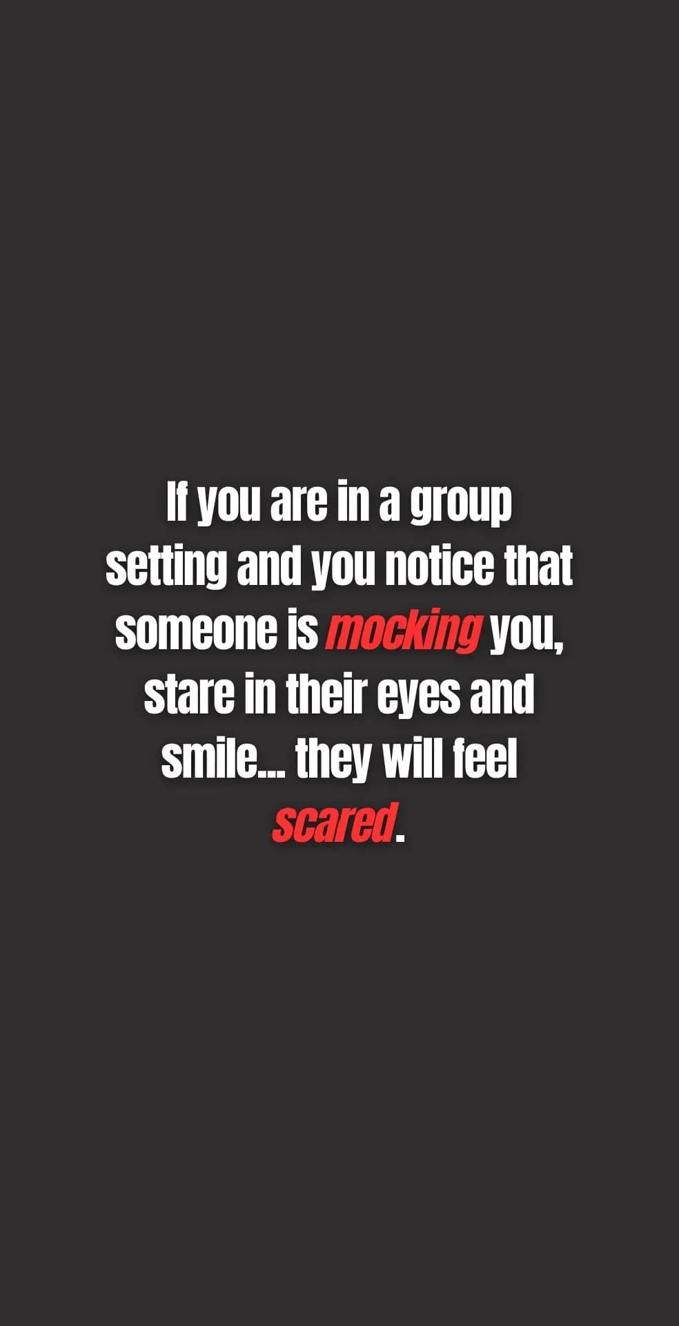 Slide five recommends staring and smiling when someone mocks you.