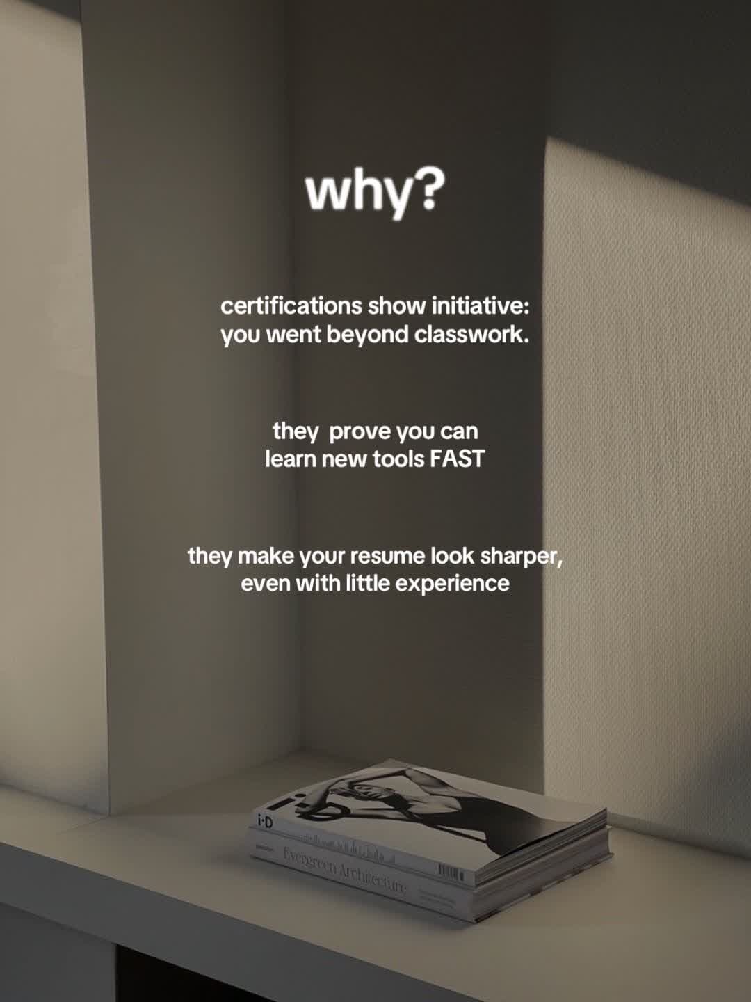 The final slide explaining that certifications show initiative, provide tools for a marketing role, and can be added to a resume.